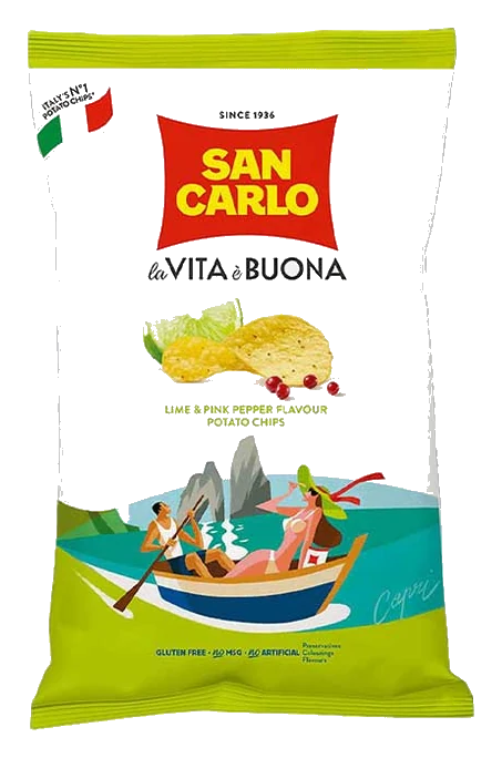 San Carlo Italian Lime & Pink Pepper Potato Chips, 1.76 oz