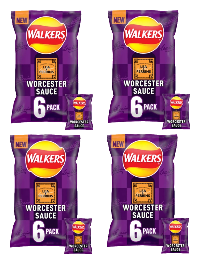Walkers Worcester Sauce Crisps, 4 Multipacks