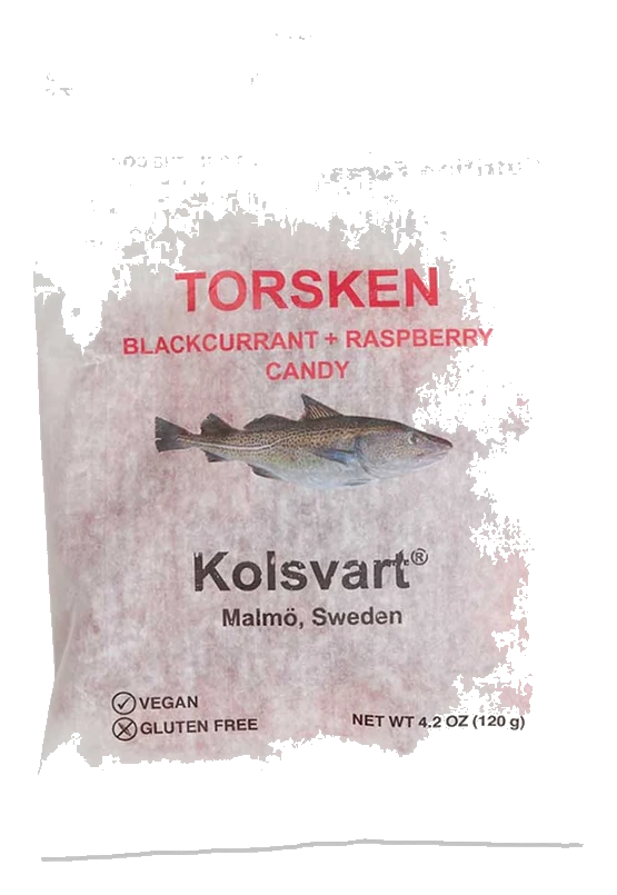 Kolsvart Swedish Blackcurrant & Raspberry Gummy Candy Fish, 4.2 oz