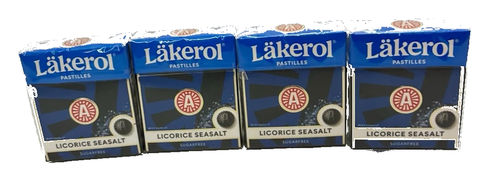 Lakerol Licorice Sea Salt Pastilles, 4 Boxes