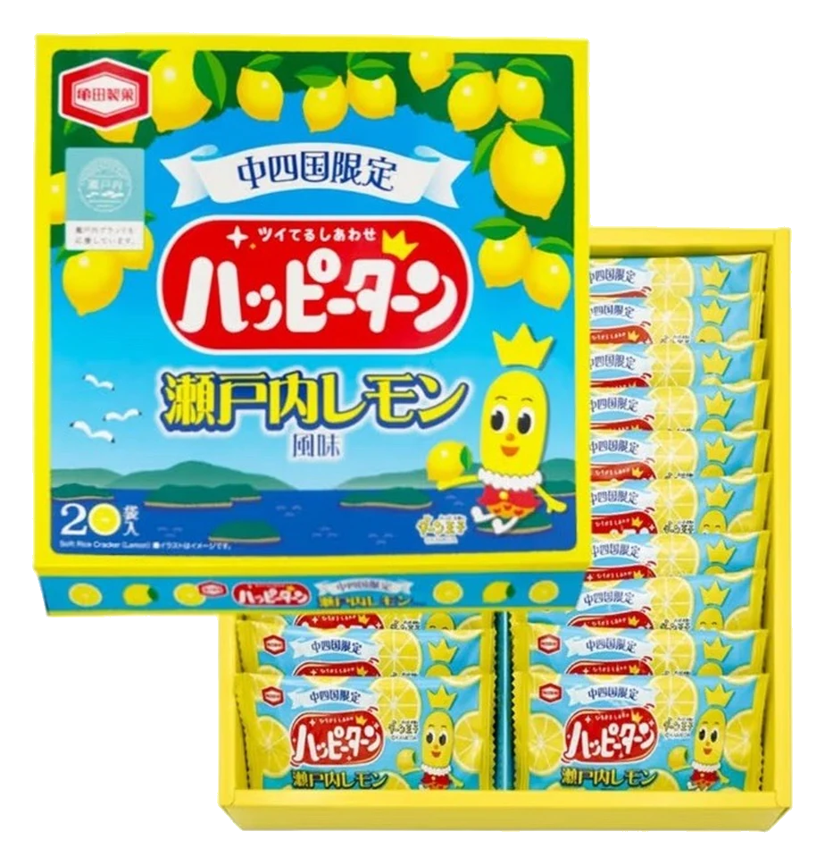Kameda Happy Turn Setouchi Lemon Rice Snacks, 20 Packs