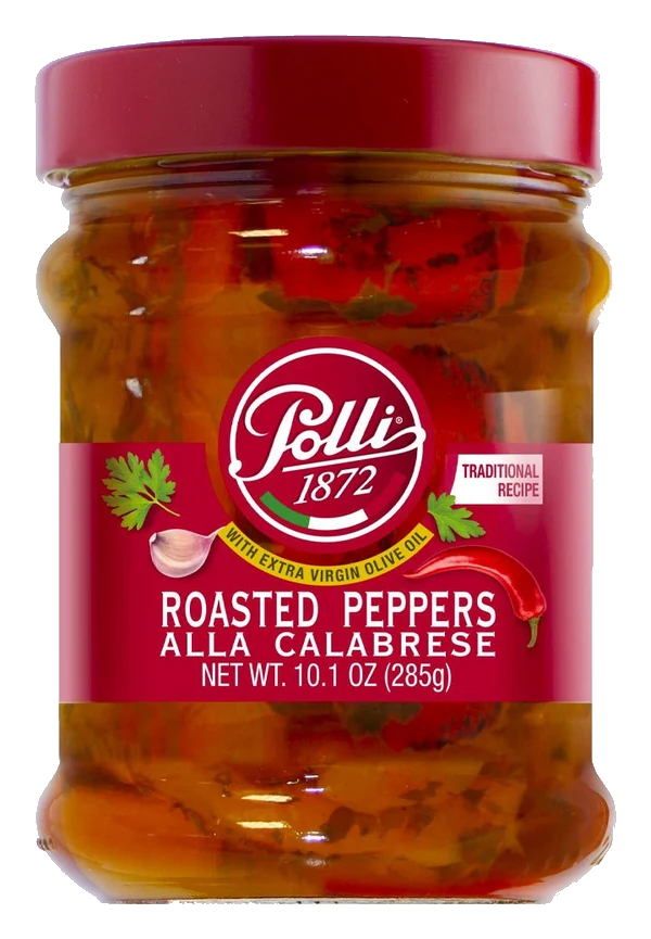 Polli Roasted Peppers Calabrese Style, 10.1 oz